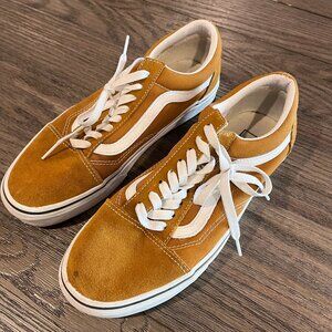 Vans Womens Size 8.5 Mustard Color Leather Lace Up